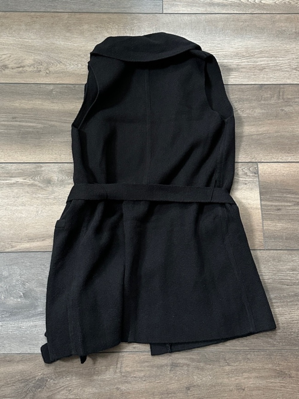 White House Black Market Black Sleeveless Knit Shawl Collar Cardigan Vest - Picture 3 of 3